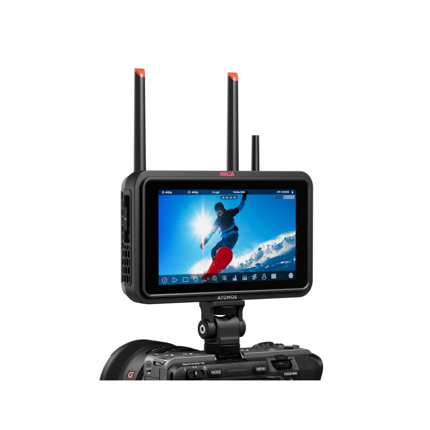 NINJA

ATOMOS

Profiles Mode

CFE 12:55:00

00:00:00

MENU

FOCUS RING