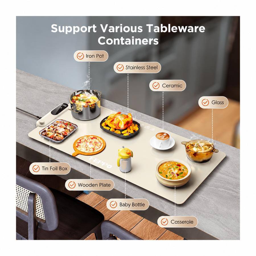 Support Various Tableware Containers  
Iron Pot  
Stainless Steel  
Ceramic  
Glass  
Tin Foil Box  
Wooden Plate  
Baby Bottle  
Casserole