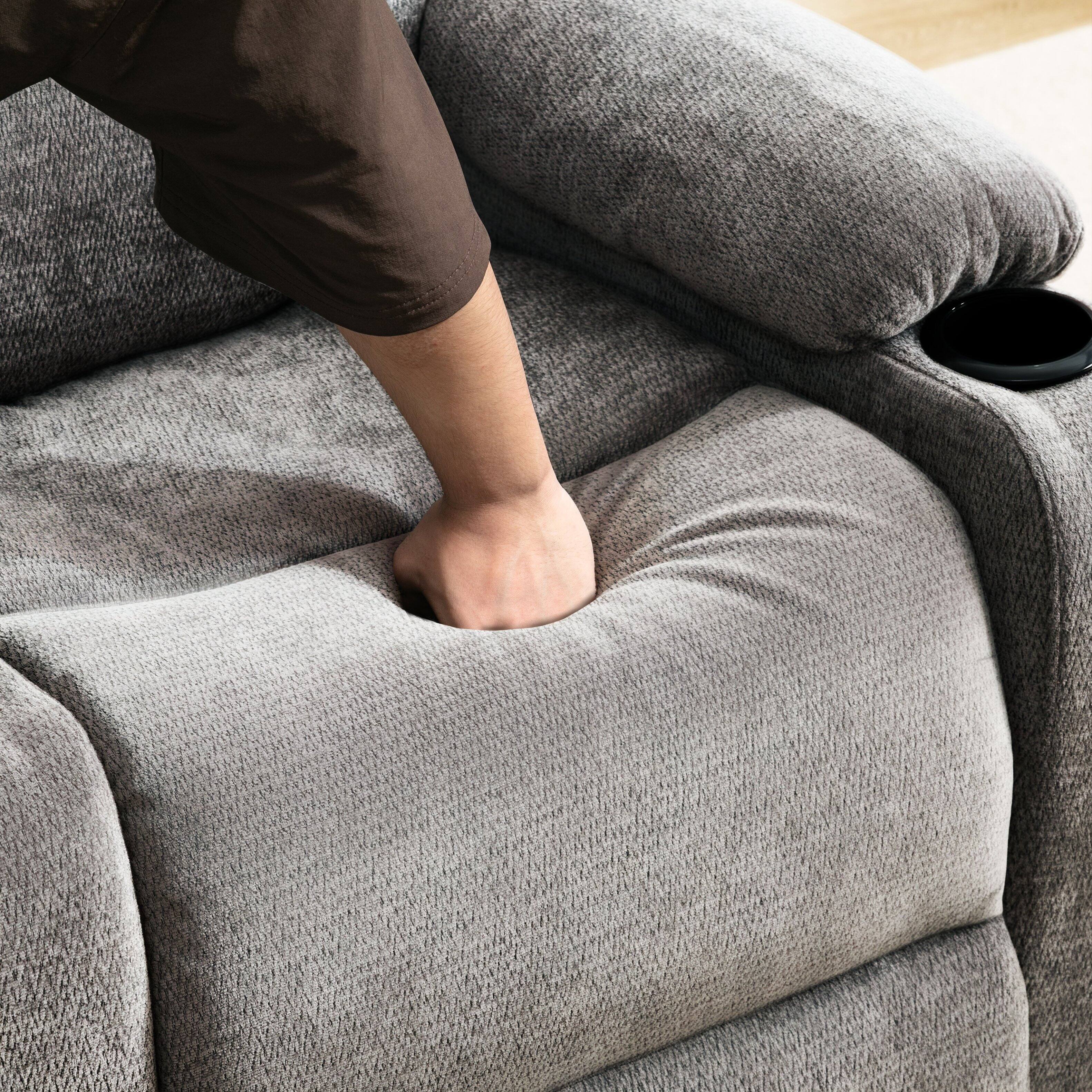 Alt View 2. AENKYO - Power Lift Massage Recliner Chair with 8-Point Vibration Massage and Lumbar Heating - Gray.