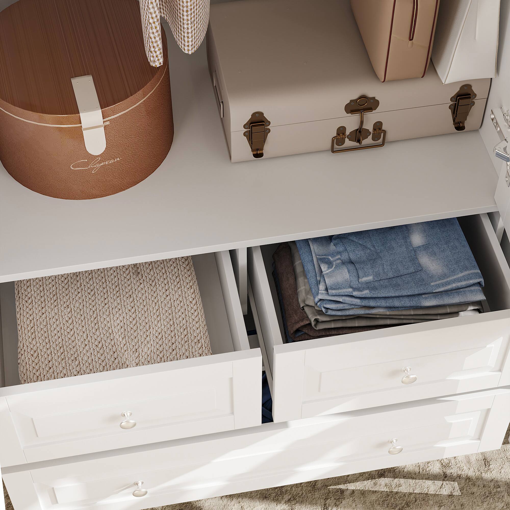 Alt View 5. FUFU & GAGA - Luxury Large Wardrobe Closet for Bedroom, Modern Home Storage Cabinet with Hanging Rods, Drawers & Shelves - White.