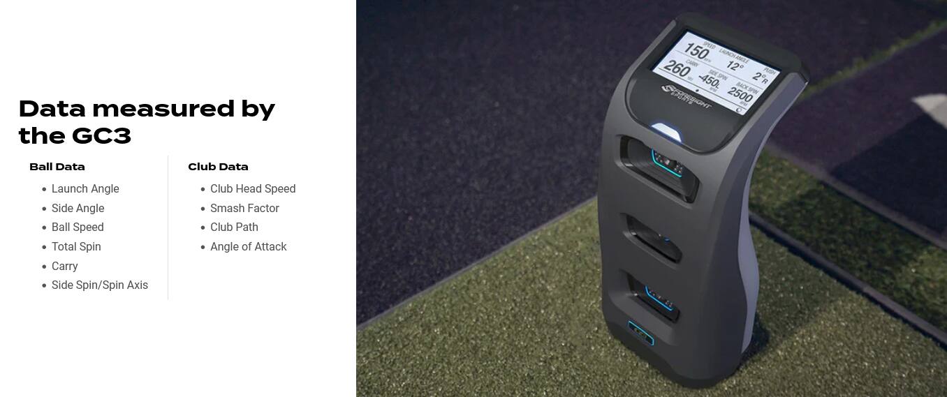 Data measured by the GC3 SEED 150 S LAUNCH ANALYZER 260 ARY 12 SECONDS PUSH -450 2R R - 2500 BACKSPIN PIESIGNT SPIN TOTAL SPIN Carry Side Spin/Spin Axis Club Head Speed Smash Factor Club Path Angle of Attack