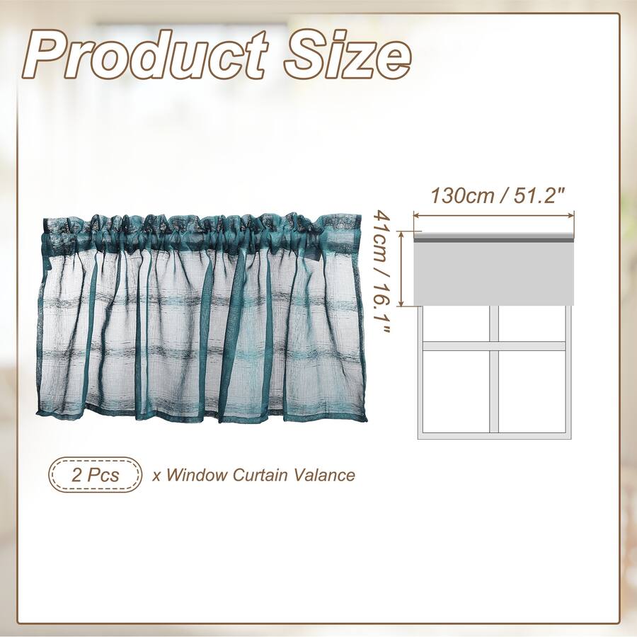 Screen Room Texture Unique Bargains 2pcs Window Valance Curtains, 51x16 Inch, Small Short ...