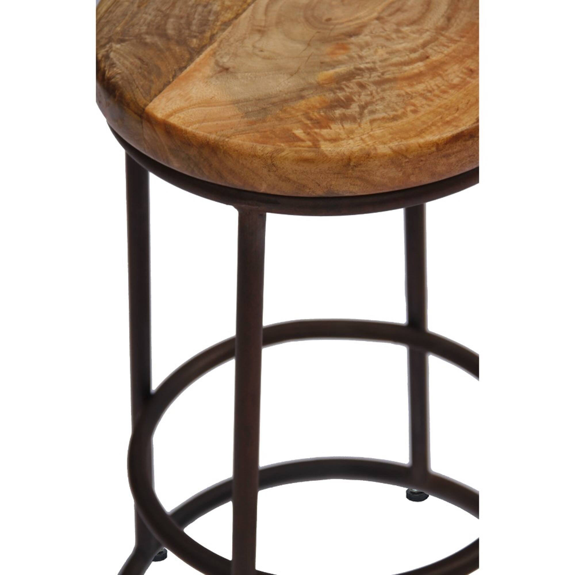 Alt View 2. Manhattan Lane - 24 Inch Mango Wood Counter Height Barstool With Iron Base - Brown and Black.