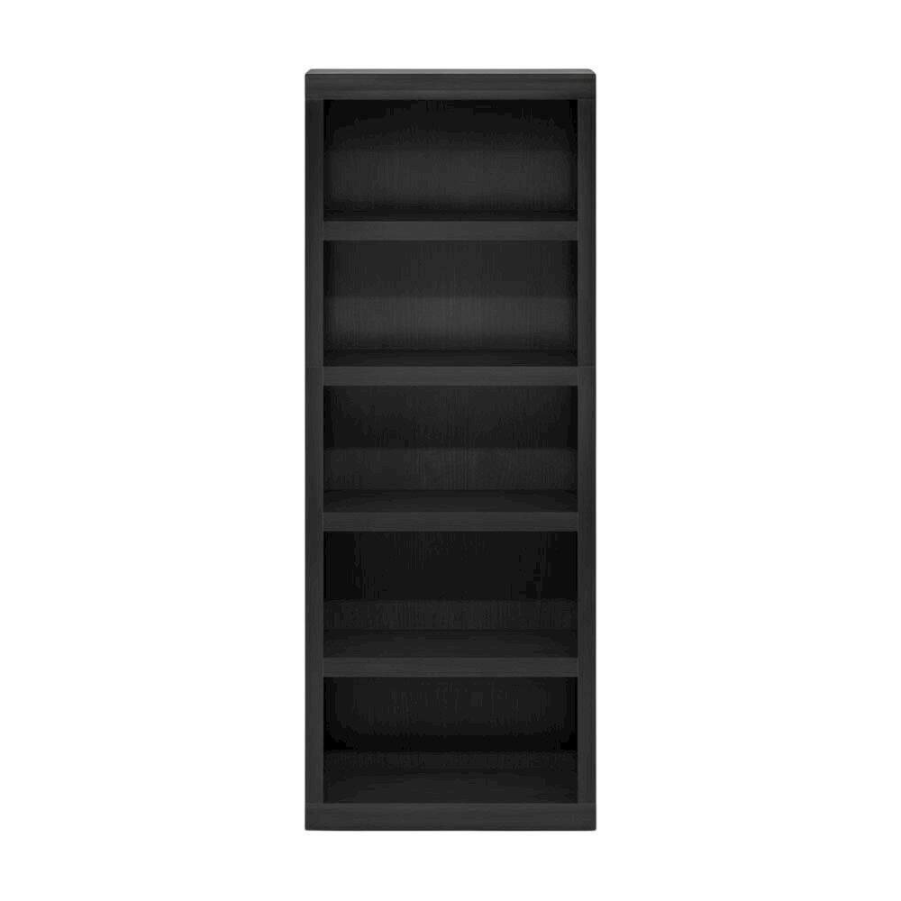 Back. FurniFact - Bookcase in black wood with spacious open shelves for versatile storage - Blackwood.