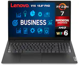 Lenovo - V15 83CR001WUS Laptop, Ryzen 7 7730U, 16GB, 512GB SSD, 15.6 FHD (1920x1080), Win 11 Pro - Business Black