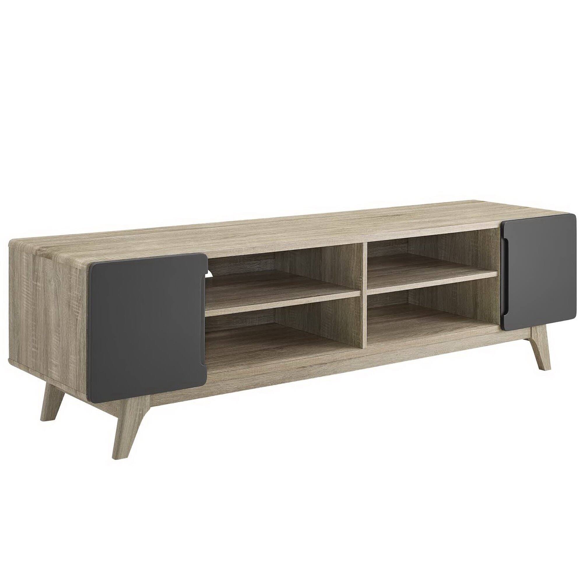 Angle. Modway - Tread 70" Media Console TV Stand by Modway - Natural Gray.