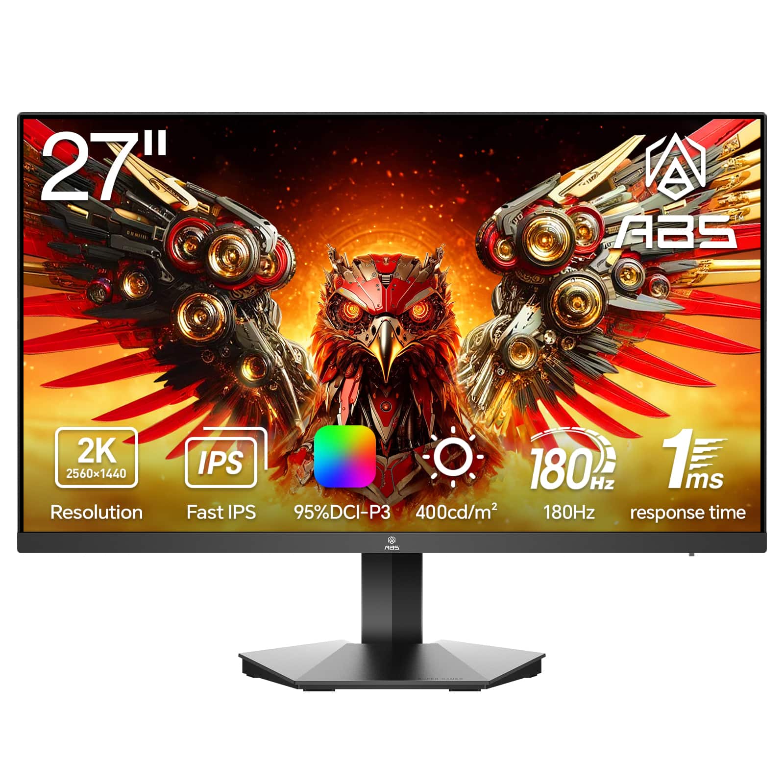 27" ABS
2K 2560x1440 Resolution
IPS Fast IPS
180 Hz
1 ms
400cd/m²
95% DCI-P3
180Hz response time