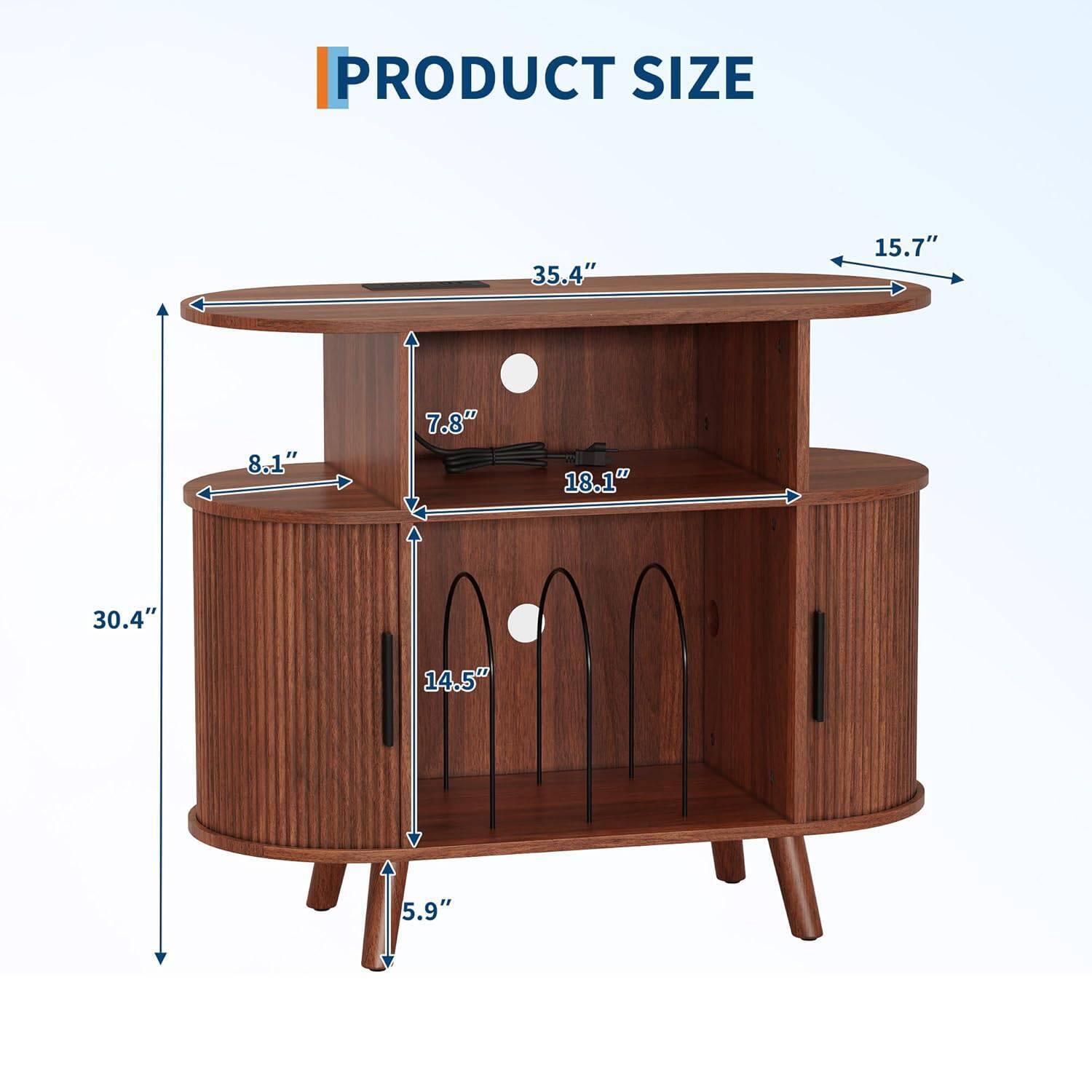 PRODUCT SIZE

- 35.4" (Width)
- 15.7" (Depth)
- 30.4" (Height)
- 18.1" (Shelf Depth)
- 14.5" (Shelf Height)
- 8.1" (Shelf Width)
- 7.8" (Shelf Depth)
- 5.9" (Leg Height)
