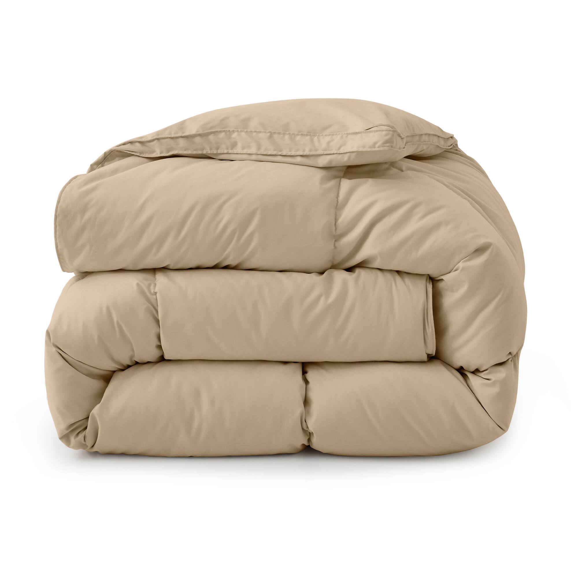 Left. Peace Nest - Peace Nest White Goose Down Feather Fiber Comforter Heavyweight Duvet Insert, Ginger Root, King - Ginger Root.