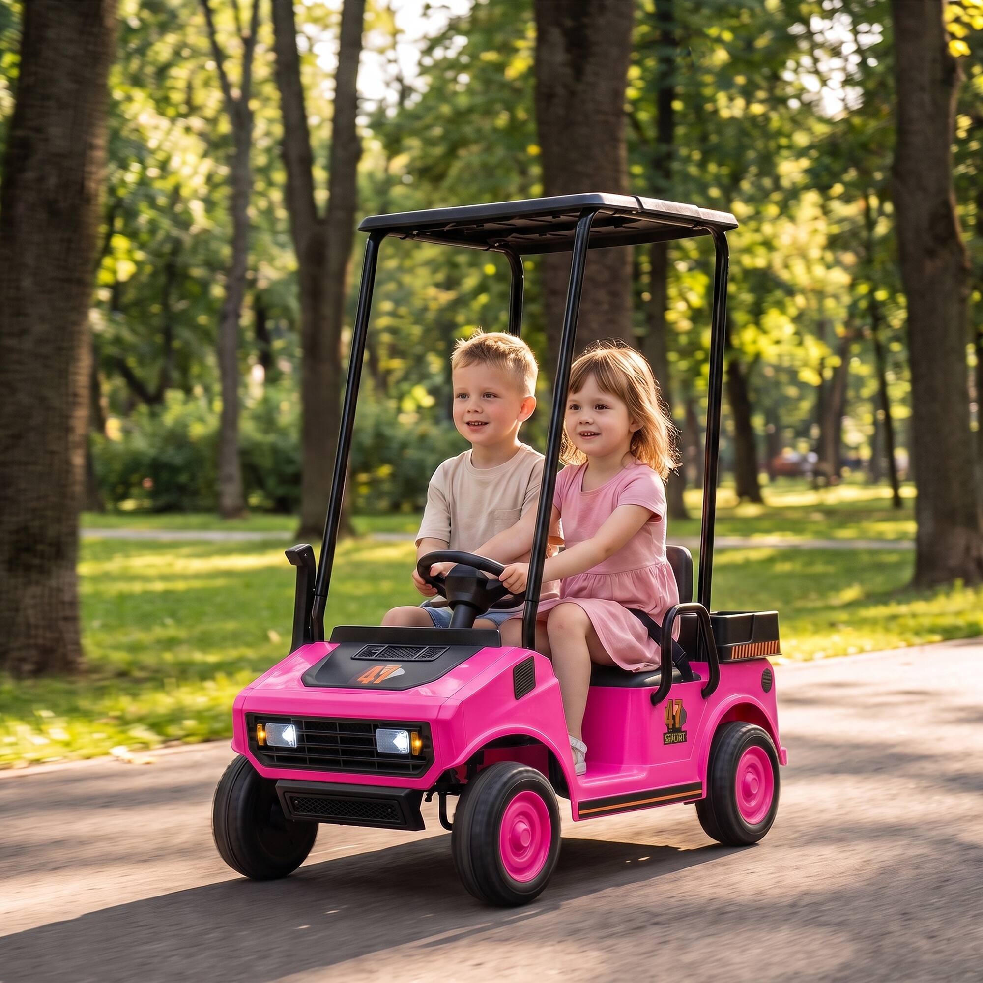 Qaba Kids Golf Cart 2WD 2 Seater with Remote, Soft Start, Rear ...
