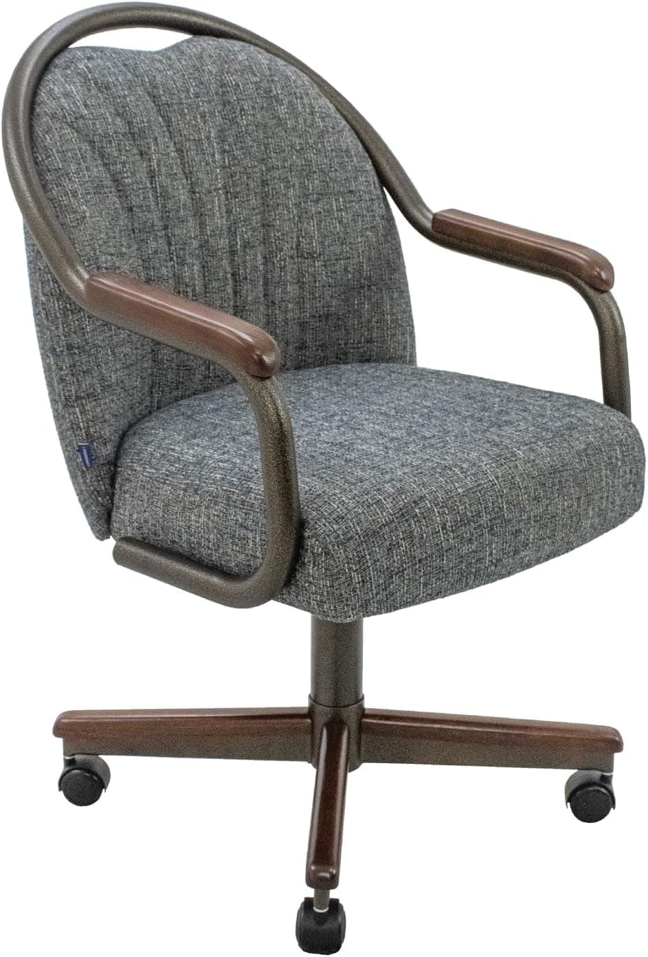Chromcraft - Swivel-Tilt Caster Casual Dining Chair in Ravenrock Indigo with Walnut Finish - Navy