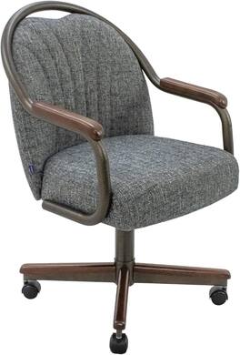 Chromcraft - Swivel-Tilt Caster Casual Dining Chair in Ravenrock Indigo with Walnut Finish - Navy