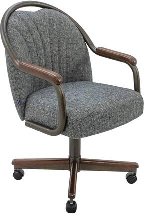 Front. Chromcraft - Swivel-Tilt Caster Casual Dining Chair in Ravenrock Indigo with Walnut Finish - Navy.
