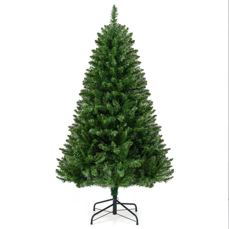 Alt View 3. WELLFOR - 5ft Pre‑Lit Artificial Christmas Tree with Metal Stand, Hinged Green Xmas Tree with 510 Branch Tips & 400 LED Lights - Green.