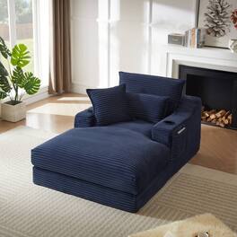 Anysun - 47'' Modern Comfortable Unique Cushion Design Cushioned Compression Corduroy Sofa with Spacious Depth - Blue