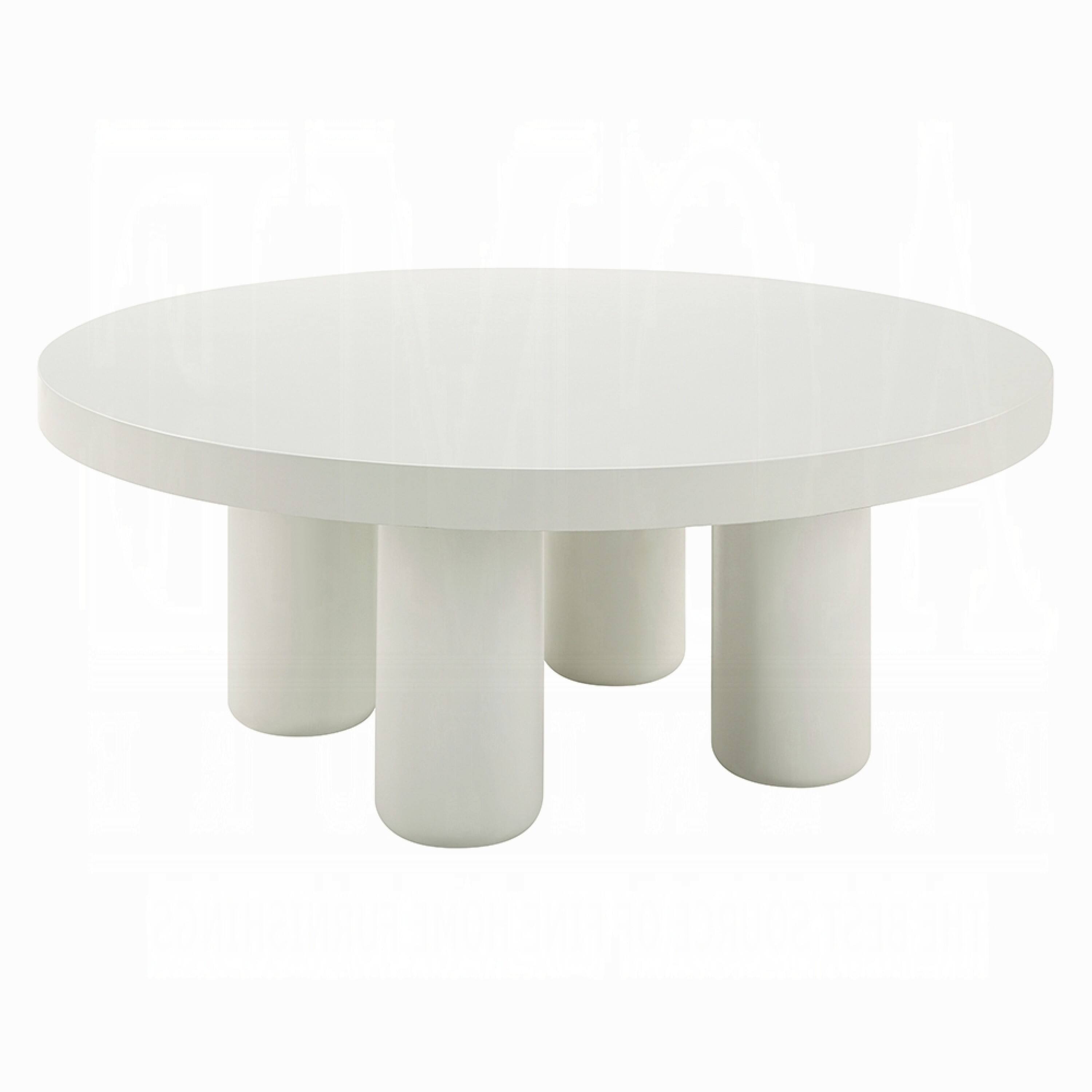 Alt View 2. Manhattan Lane - Sana Round Coffee Table with 4 Round Legs, Modern White Finish 35 Inch - White.