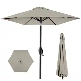 Best Choice Products - 7.5ft Heavy-Duty Outdoor Market Patio Umbrella w/ Push Button Tilt, Easy Crank - Beige