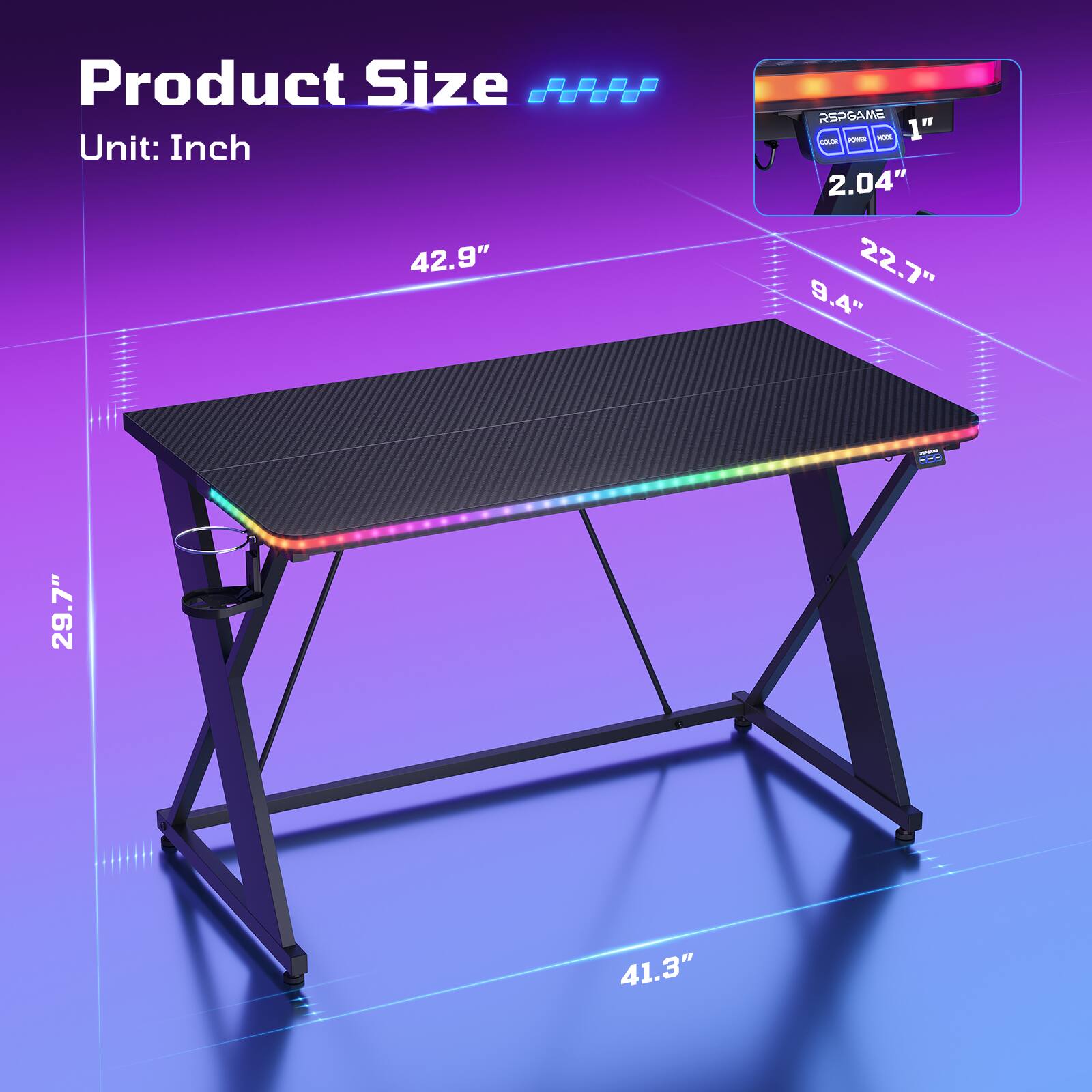 Product Size  
Unit: Inch  
42.9"  
22.7"  
9.4"  
29.7"  
41.3"