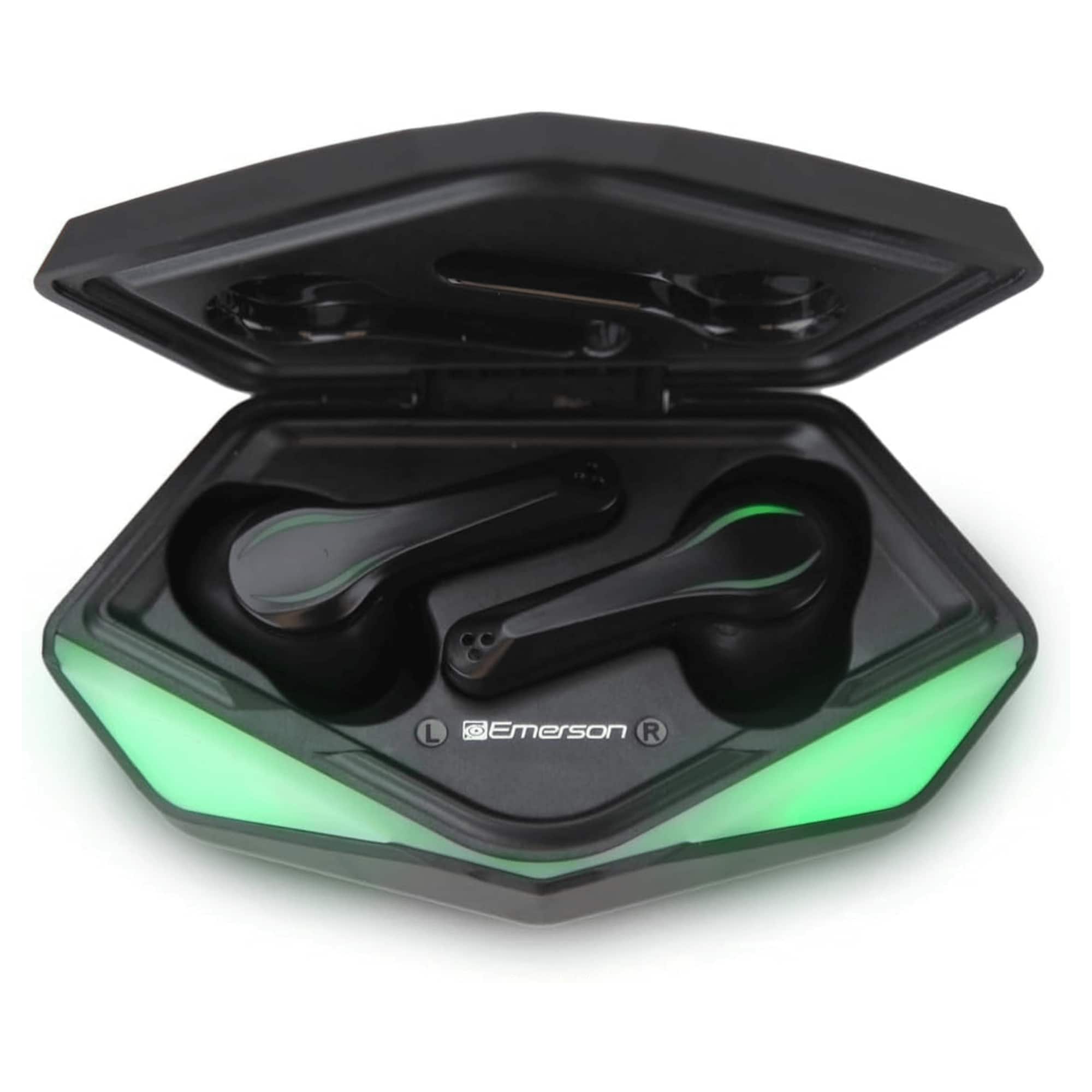 Emerson - True Wireless Gaming Earbuds with Charging Case and Taking Calls Option - Black
