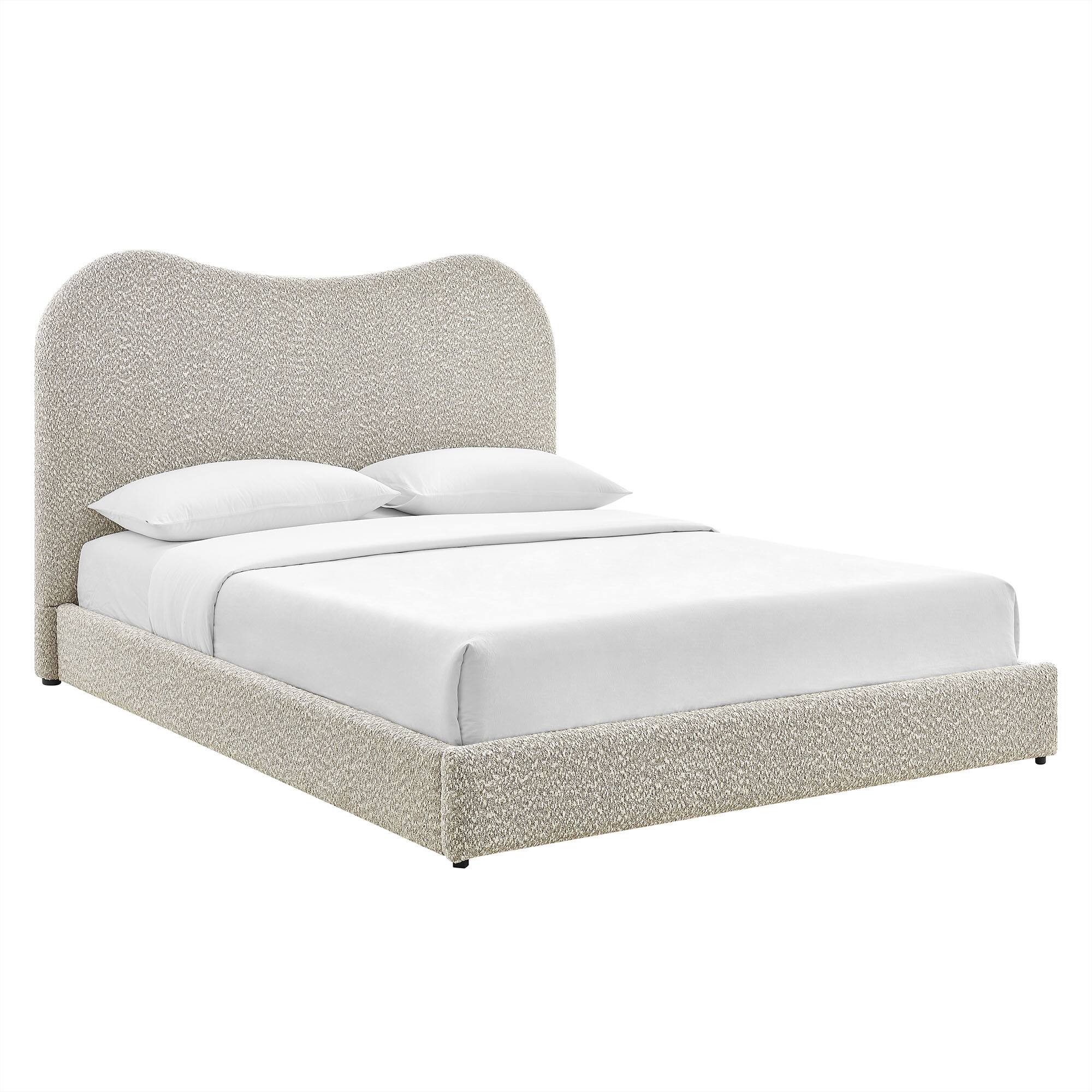 Angle. Modway - Seluna Boucle Queen Platform Bed by Modway - Rock.