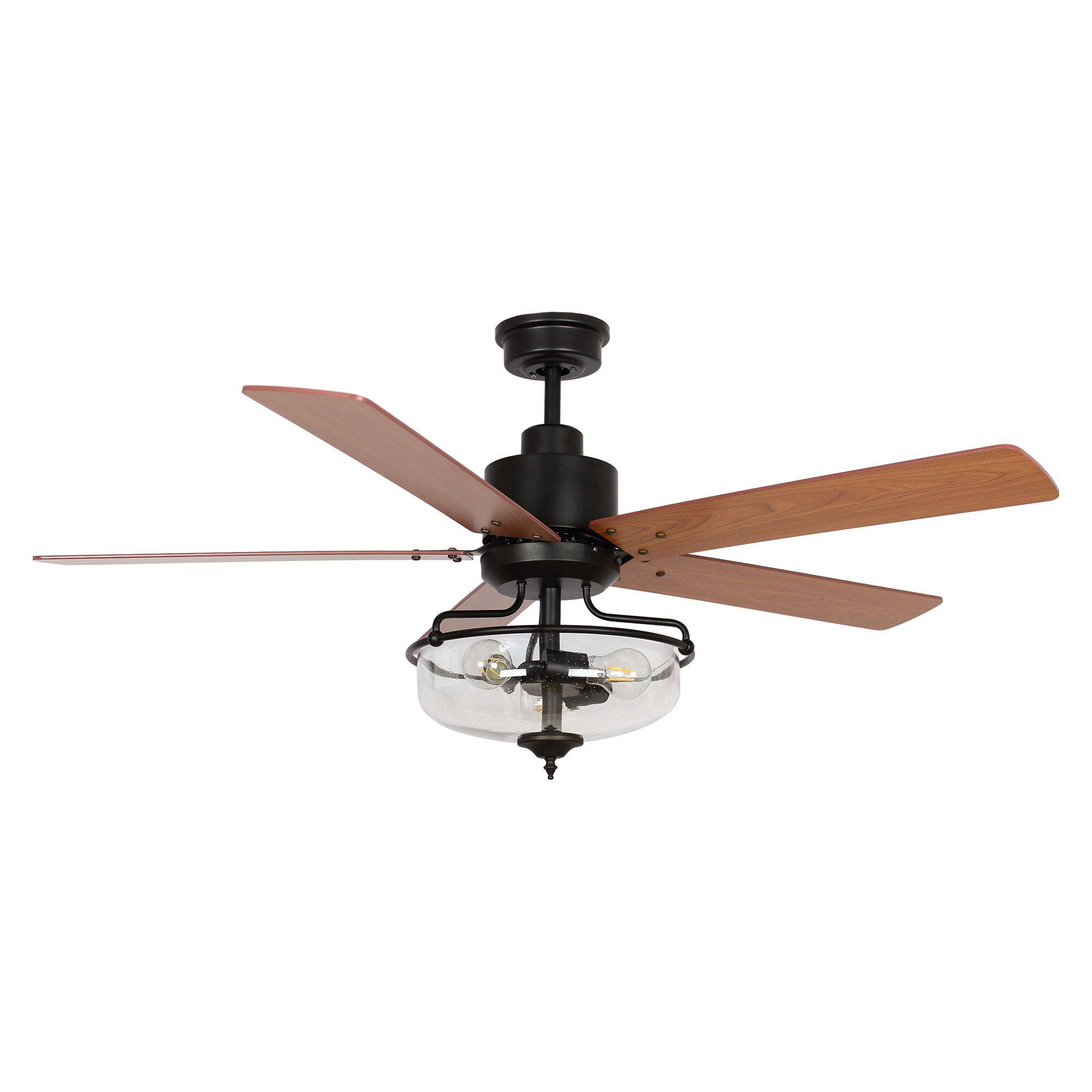 Alt View 7. Parrot Uncle - 52" Farmhouse 5-Blade Ceiling Fan with Remote Control and Glass Shade - Black.