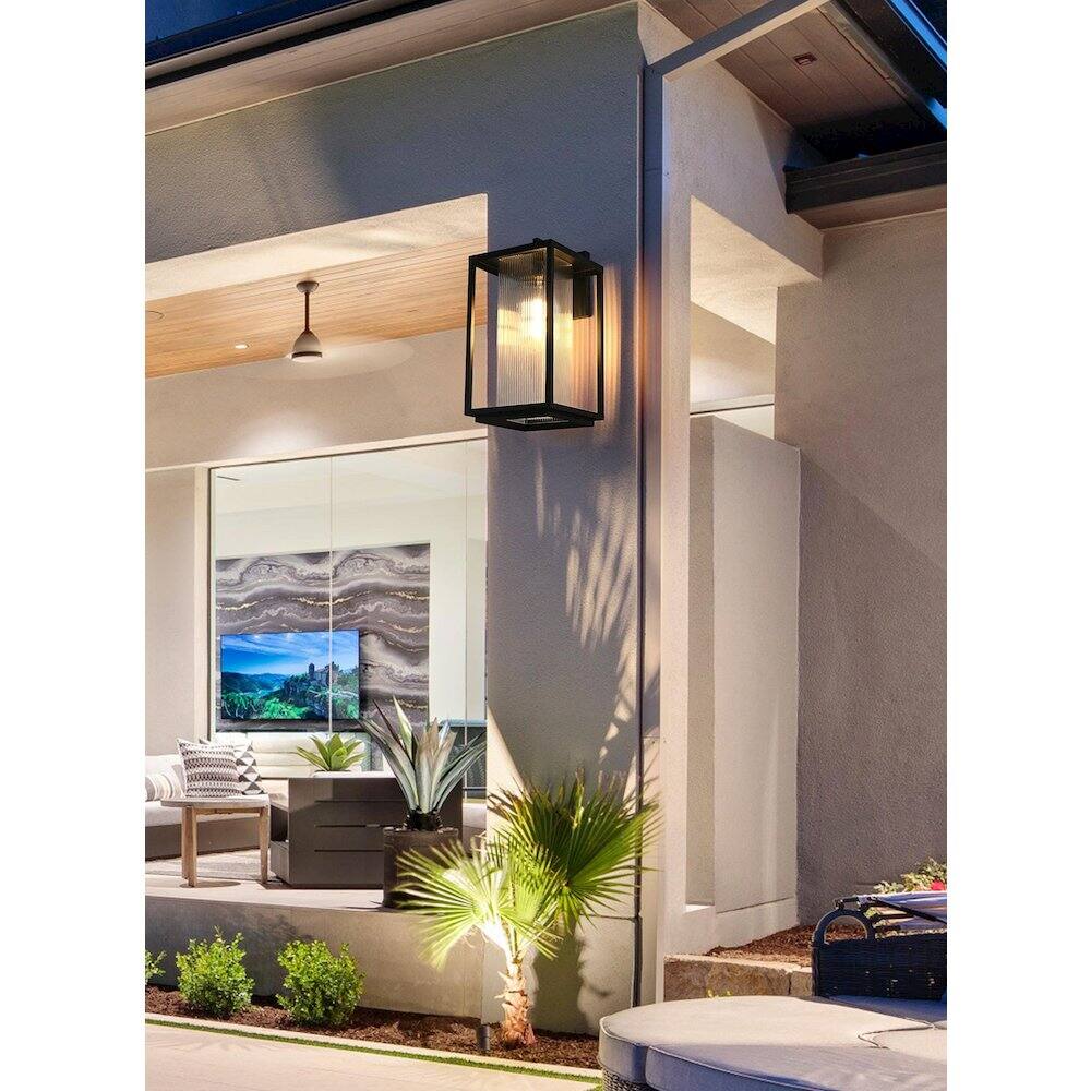 Alt View 4. Elegant Lighting - Willington 9.5 Inch Outdoor Wall Sconce In Black - Black.