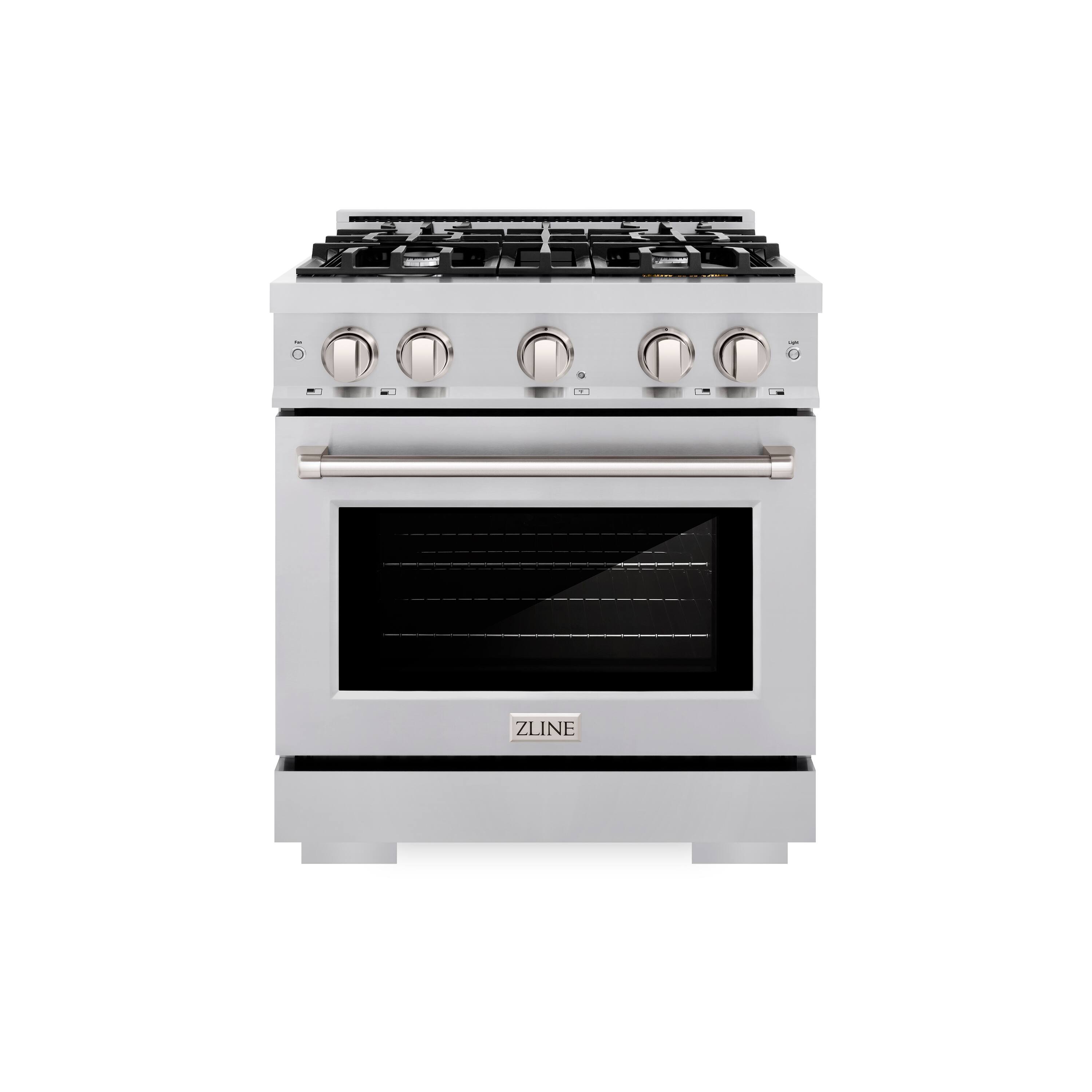 Left. ZLINE - ZLINE 30” Select Dual Fuel Stainless Steel Range w/ 4 Burner Cooktop & Convection Oven (HDR30) - Stainless Steel.