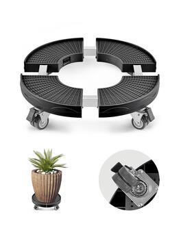 VEVOR - Trash Can Dolly with 4 Lockable Wheels, 440lbs Weight Capacity, Round Trash Can Roller Base, 15-22.8 in Adjustable - Black