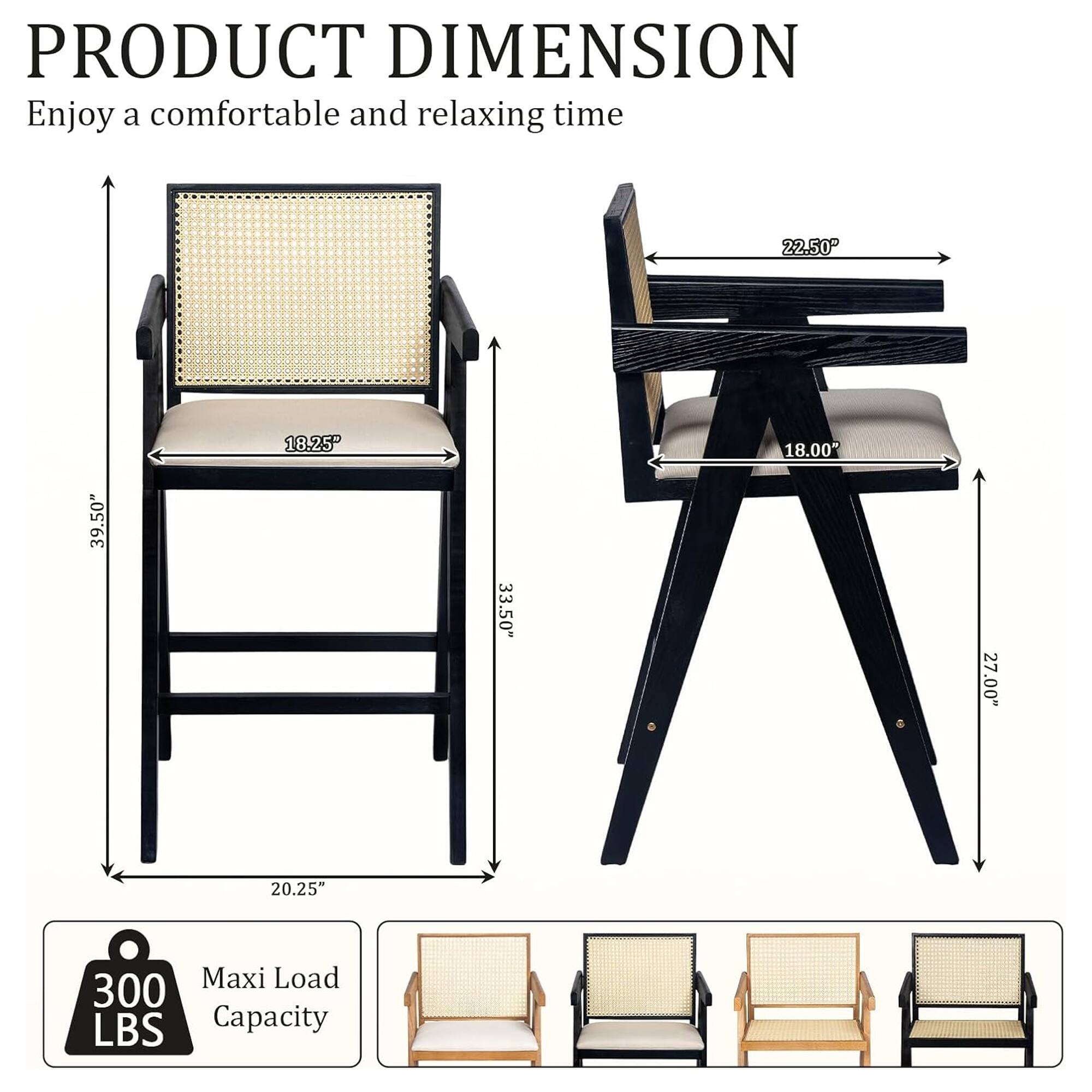 **PRODUCT DIMENSION**  
Enjoy a comfortable and relaxing time

- **Dimensions:**
  - Width: 22.50"
  - Depth: 20.25"
  - Height: 39.50"
  - Seat Height: 18.25"
  - Back Height: 33.50"
  - Armrest Height: 27.00"
  - Seat Width: 18.00"

- **Maxi Load Capacity:** 300 LBS