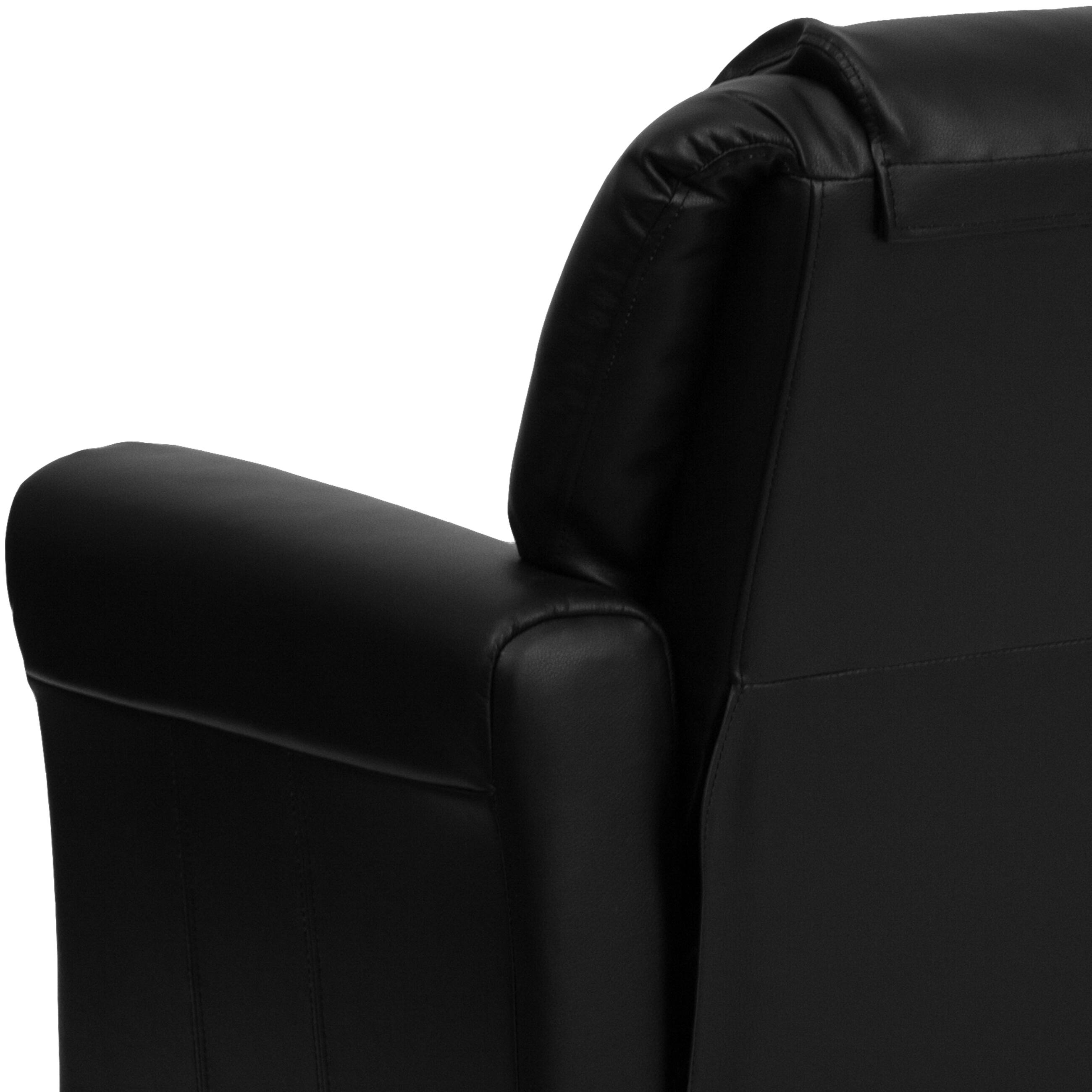 Alt View 9. Emma + Oliver - Contemporary Kids Recliner with Cup Holder and Headrest - Black LeatherSoft.