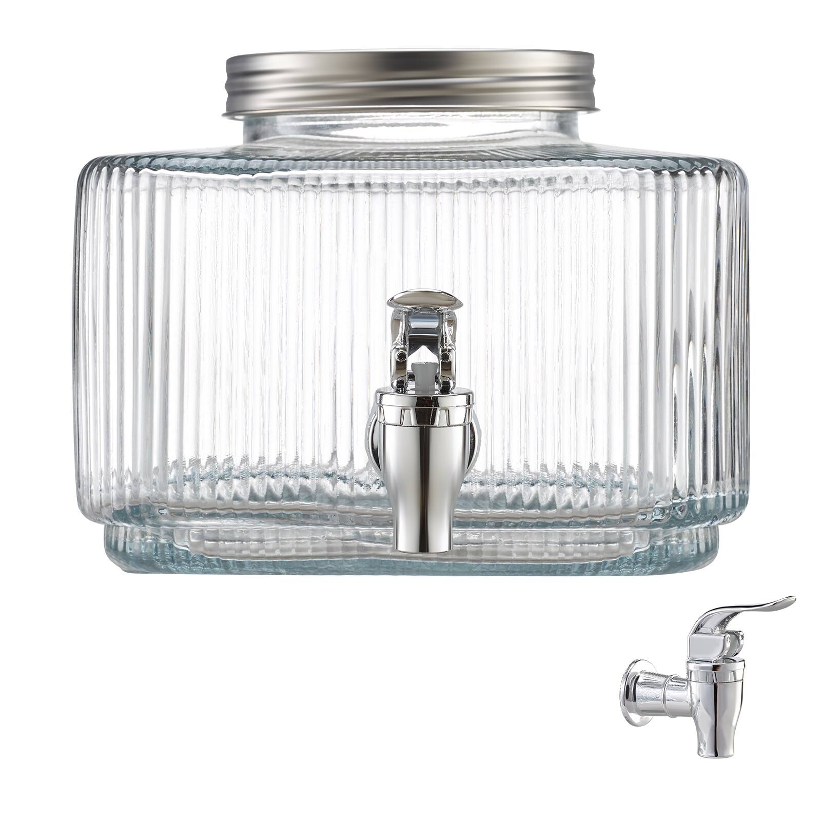 Alt View 5. VEVOR - Beverage Dispenser, 0.8 Gallon Drink Dispensers for Parties, Glass Juice Dispenser with No-Drip Spigot and Lid - Transparent.