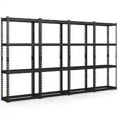 Front. Costway - Costway 4 PCS 4-Tier Metal Shelving Unit Heavy Duty Wire Storage Rack with Anti-slip Foot Pads - Black.