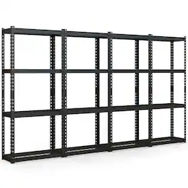 Costway - 4 PCS 4-Tier Metal Shelving Unit Heavy Duty Wire Storage Rack with Anti-slip Foot Pads - Black
