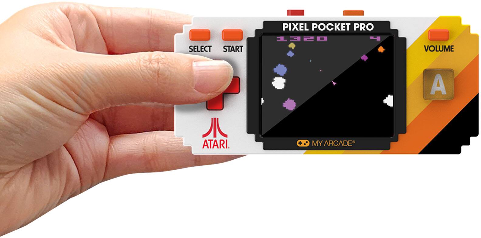 PIXEL POCKET PRO  
1320  
4  

VOLUME A  

SELECT START  

ATARI  

MY ARCADE