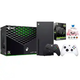 Xbox Series X 1TB Disc Console with Extra Controller, Charge Dock and MightySkins Code Bundle