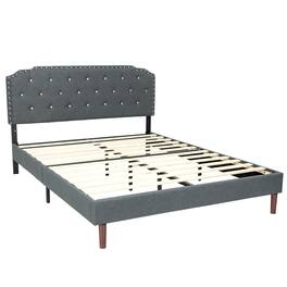 Ecooso - Upholstered Bed Frame with Adjustable Button Headboard for Modern Spaces - Gray