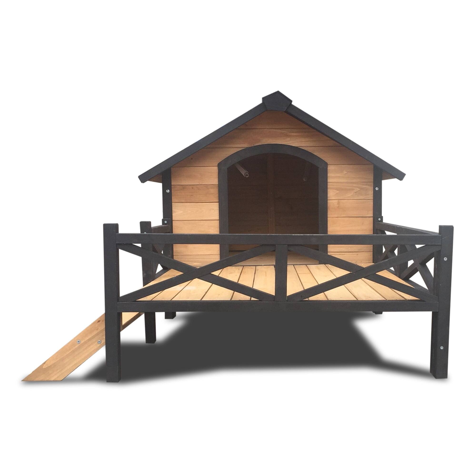 Alt View 5. Pefilos - 66" Large Dog House for Outdoor, Wooden Dog Kennel with Porch for Indoor Pet Living.