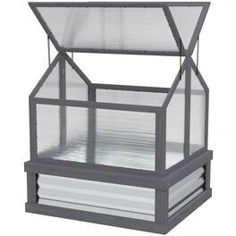 Outsunny - Raised Garden Flower Bed Kit with Greenhouse, Wooden Cold Frame Planter