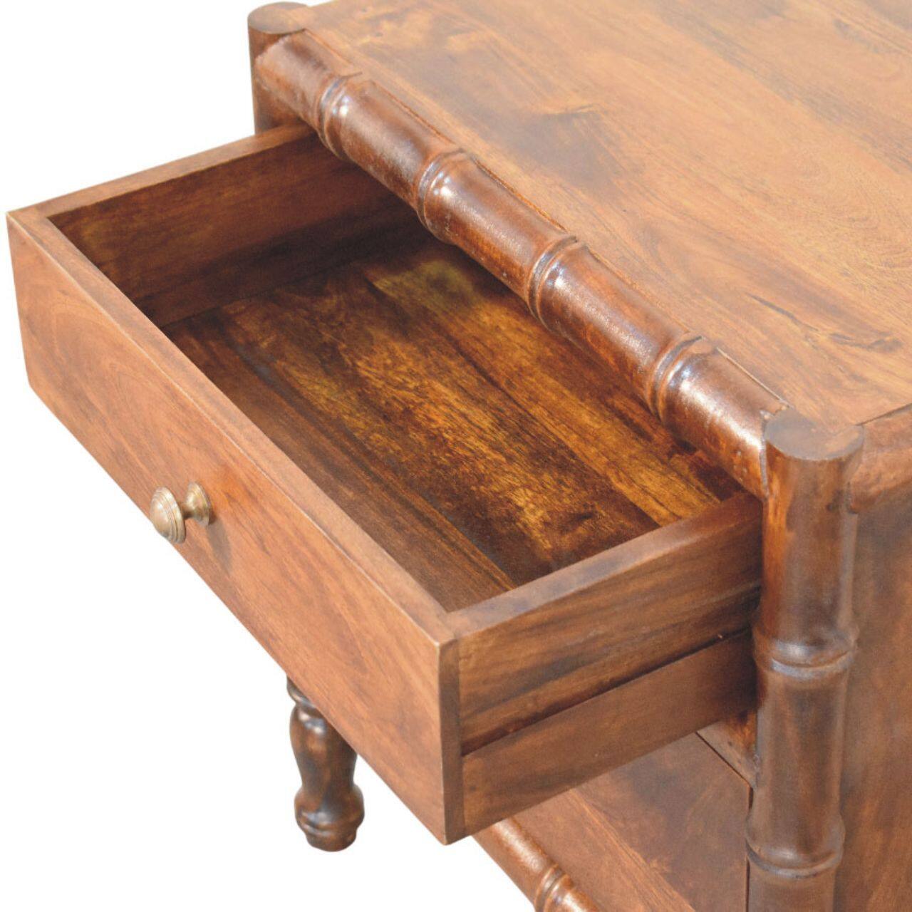 Alt View 1. Artisan Furniture - Artisan Furniture Solid Wood Bamboo Framed Bedside Table, 2 Drawers, Brown - Brown.