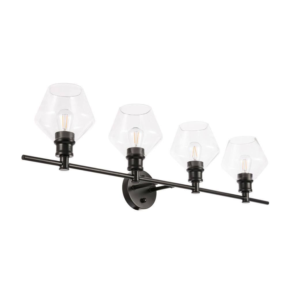 Alt View 3. Living District - Gene 4 light Black and Clear glass Wall sconce - Black And Clear Glass.
