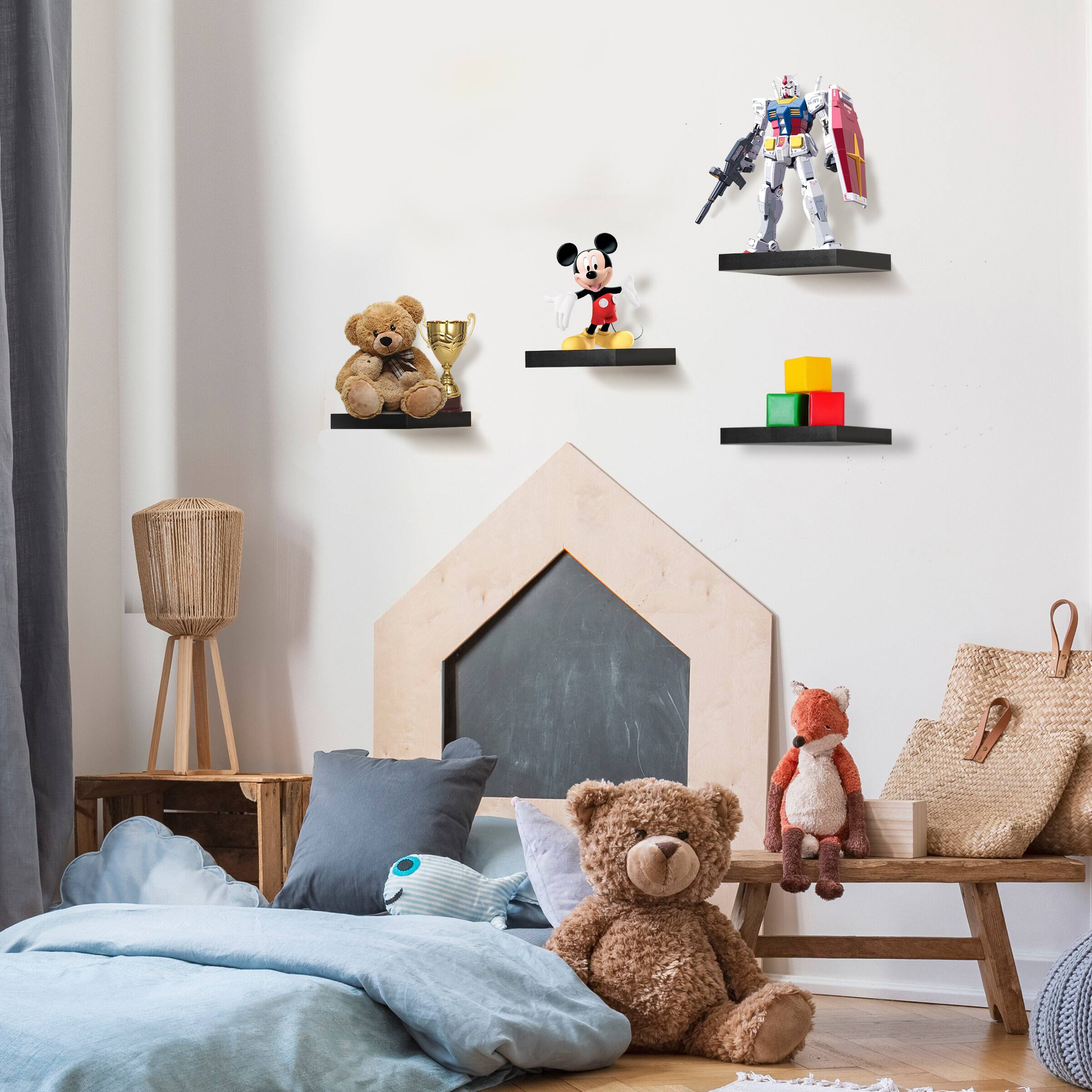 Alt View 5. Sorbus - Sorbus 9 Inch 4 Pack Wall Mounted Floating Square Shelves - for Bedroom, Kitchen, Living Room, Bathroom - Black.