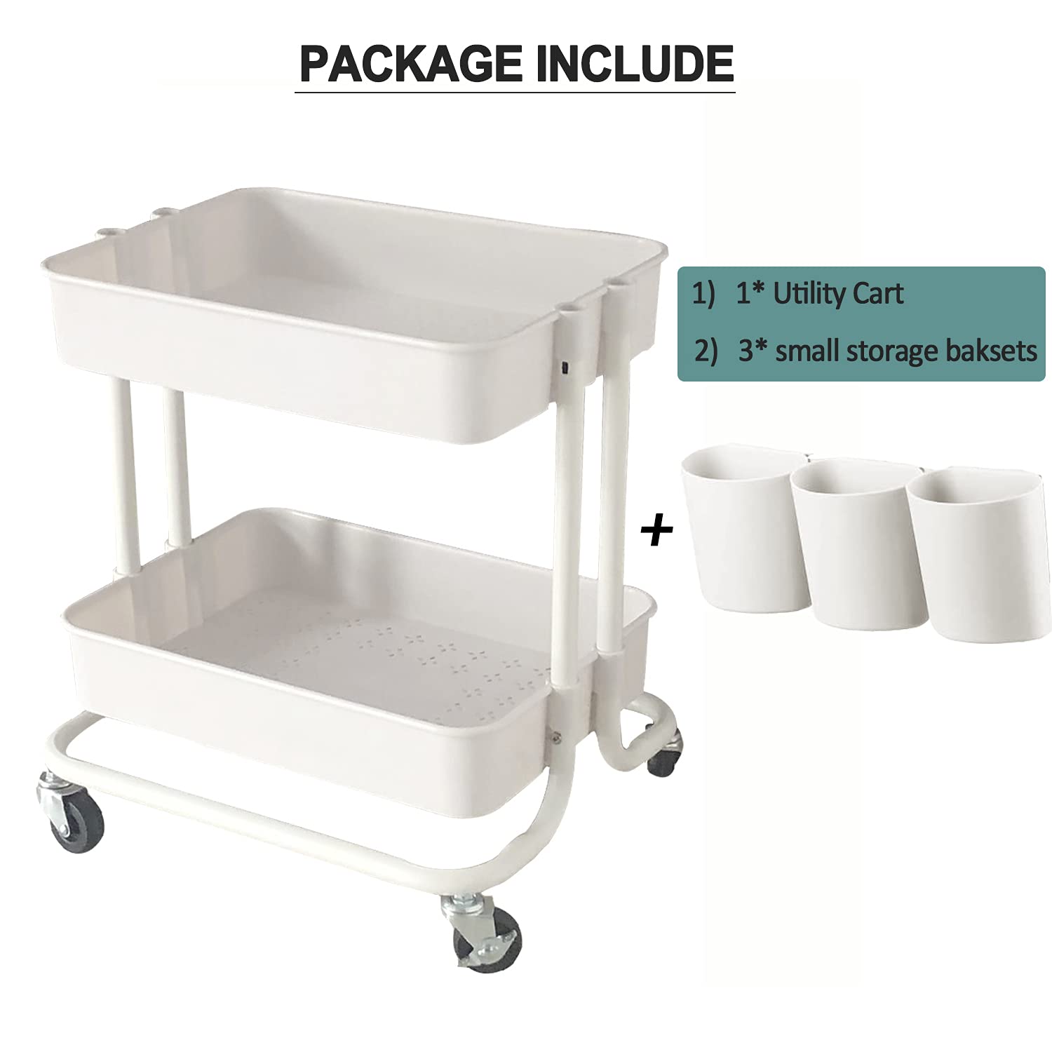 PACKAGE INCLUDE

1) 1* Utility Cart

2) 3* small storage bakssets