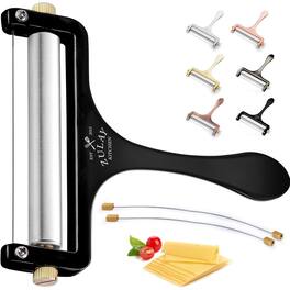 Zulay Kitchen - Cheese Slicer with Adjustable Thickness and 2 Extra Wires - Matte Black