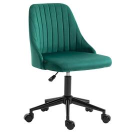 Vinsetto - Mid-Back Office Chair, Velvet Fabric Swivel Scallop Shape Computer Desk Chair for Home Office or Bedroom - Green