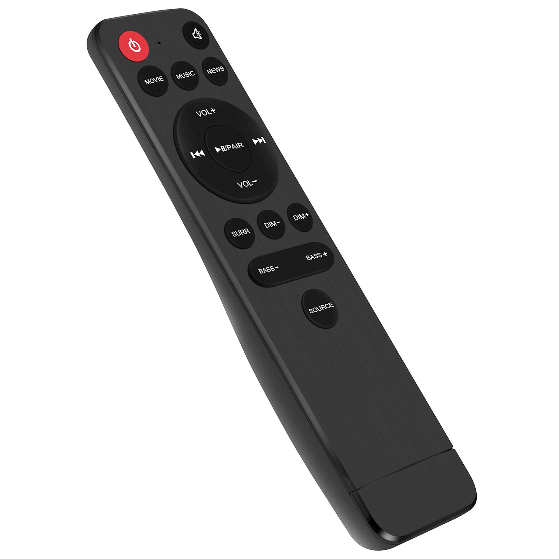 MUSIC NEWS MOVIE  
VOL+ PAIR VOL-  
SURR DIM+ DIM-  
BASS- BASS+  
SOURCE