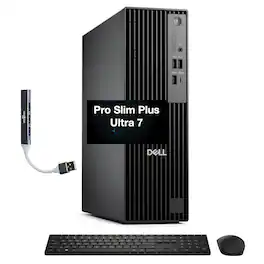 Dell - Upgraded - Pro Slim Plus QBS1250 Desktop (Ultra 7-265, 64GB, 4TB SSD, Intel Graphics, Win 11 Pro) w/USB Hub - Black