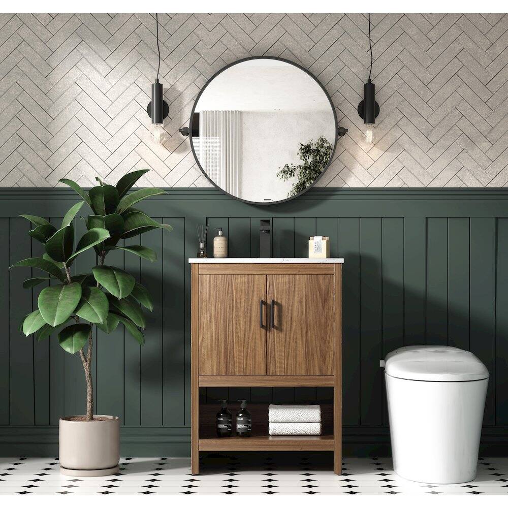 Alt View 7. Elegant Kitchen and Bath - Ira 24 Inch Single Bathroom Vanity In Walnut Brown - Walnut Brown.