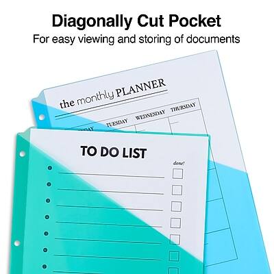 Diagonally Cut Pocket  
For easy viewing and storing of documents  

the monthly PLANNER  
TUESDAY WEDNESDAY THURSDAY  

TO DO LIST  
done!
