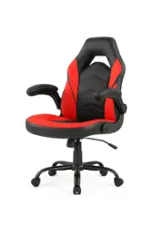 Bestier - Ergonomic Faux Leather Adjustable Reclining Swiveling PC and Racing Game Chair with Padded Arm - Red - Front_Zoom