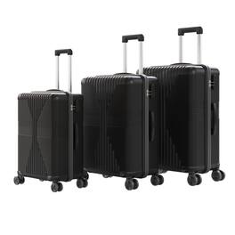 Winado - 3-in-1 20" 24" 28" Trolley Carry On Luggage Set Spinner Wheels Lightweigh Hardside PP Suitcase Sets with Built-in Lock - Black